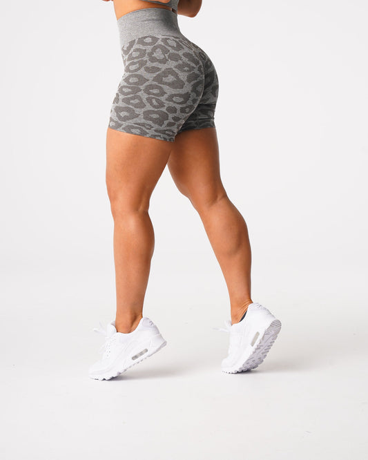 Women Khaki Green Leopard Seamless Shorts | NVGTN