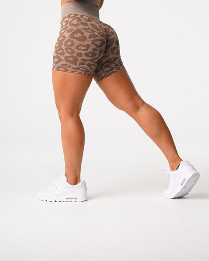 Women Mocha Leopard Seamless Shorts | NVGTN