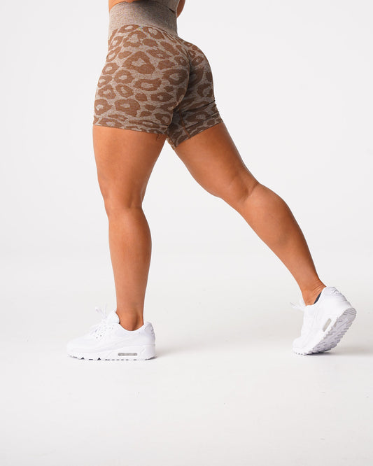 Women Mocha Leopard Seamless Shorts | NVGTN