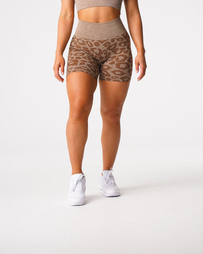 Women Mocha Leopard Seamless Shorts | NVGTN