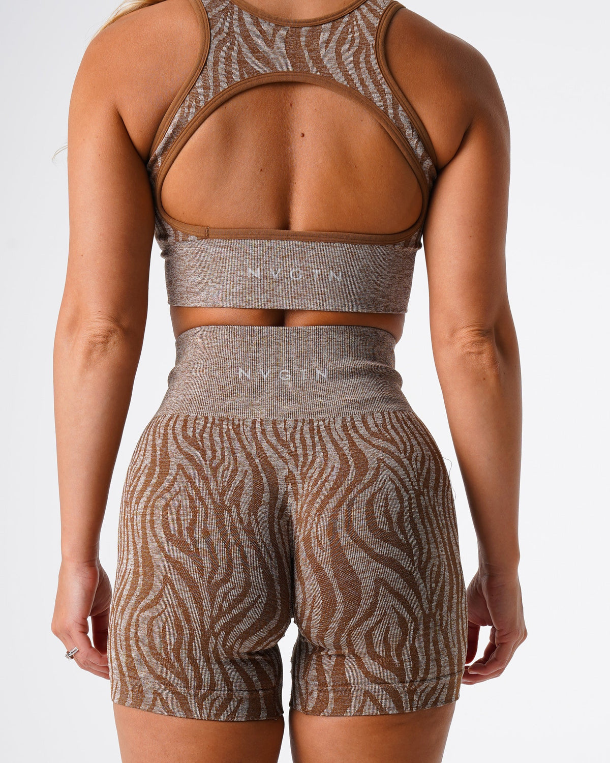 Women Mocha Zebra Seamless Shorts | NVGTN