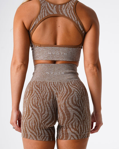 Women Mocha Zebra Seamless Shorts | NVGTN