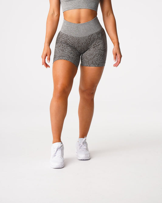 Women Khaki Green Snakeskin Seamless Shorts | NVGTN