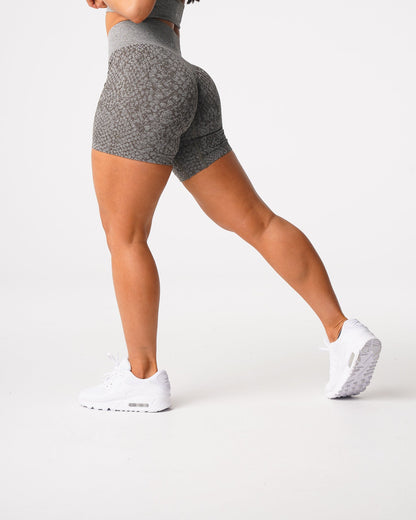 Women Khaki Green Snakeskin Seamless Shorts | NVGTN