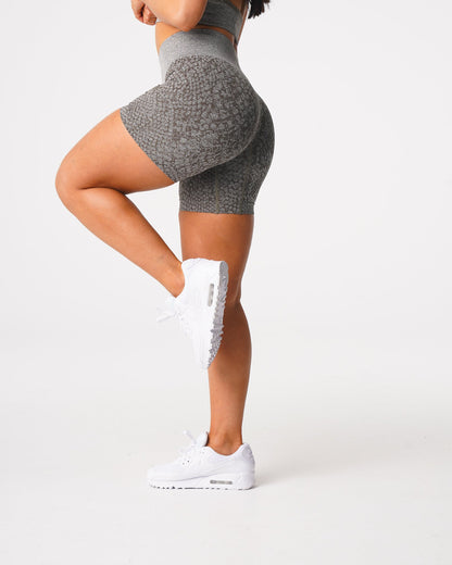 Women Khaki Green Snakeskin Seamless Shorts | NVGTN