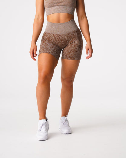 Women Mocha Snakeskin Seamless Shorts | NVGTN