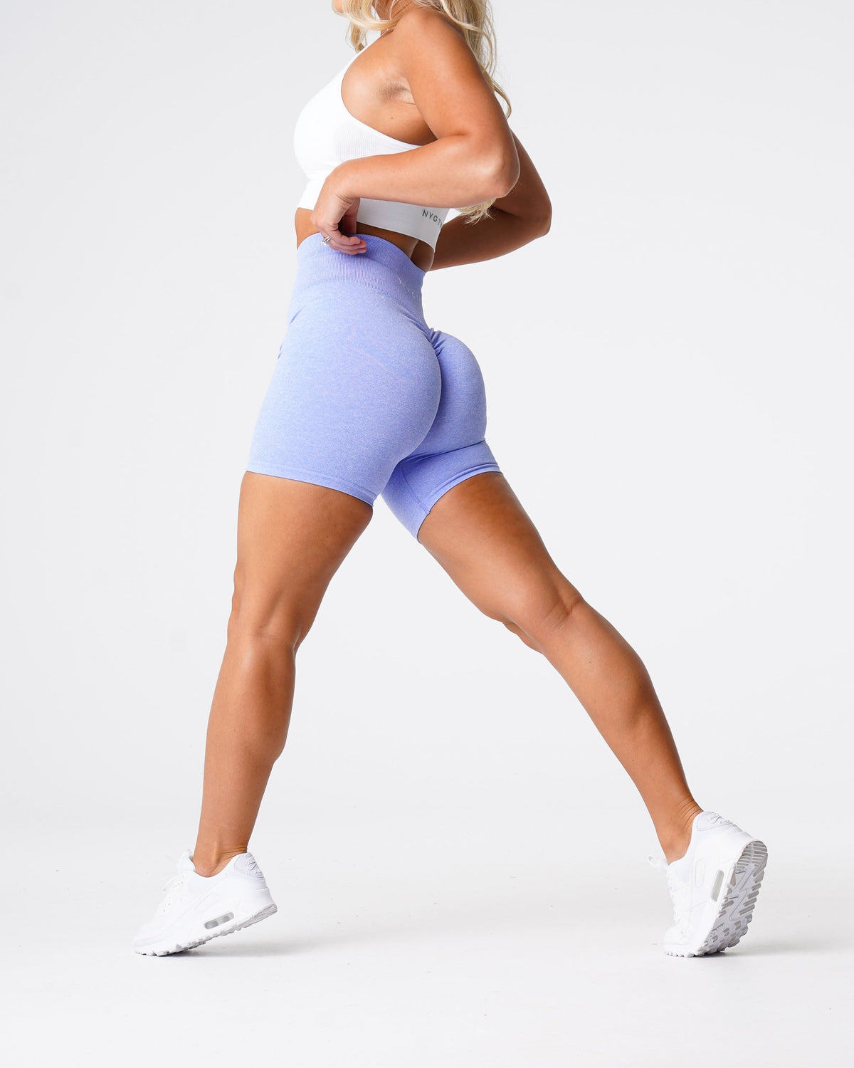 Women Periwinkle Scrunch Seamless Shorts | NVGTN