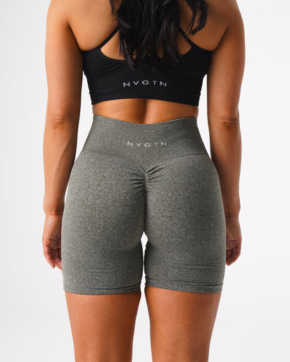 Women Khaki Green Scrunch Seamless Shorts | NVGTN