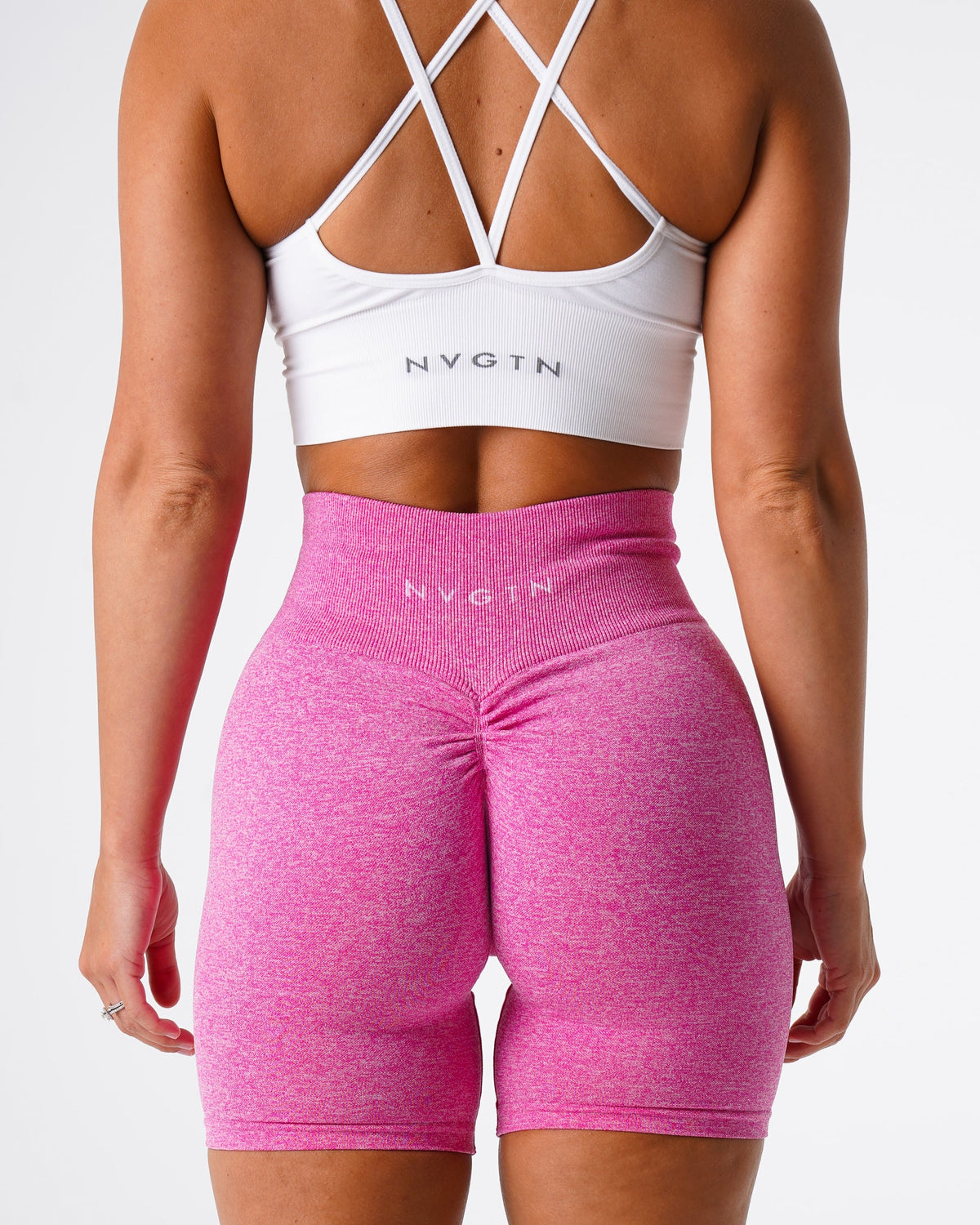 Women Bubble Gum Pink Scrunch Seamless Shorts | NVGTN