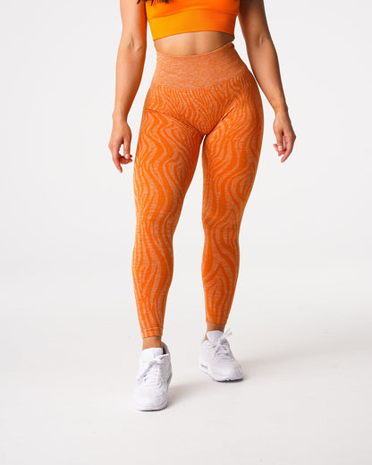 Women Burnt Orange Zebra Seamless Leggings | NVGTN