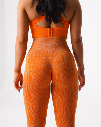 Women Burnt Orange Zebra Seamless Leggings | NVGTN