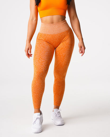 Women Burnt Orange Snakeskin Seamless Leggings | NVGTN