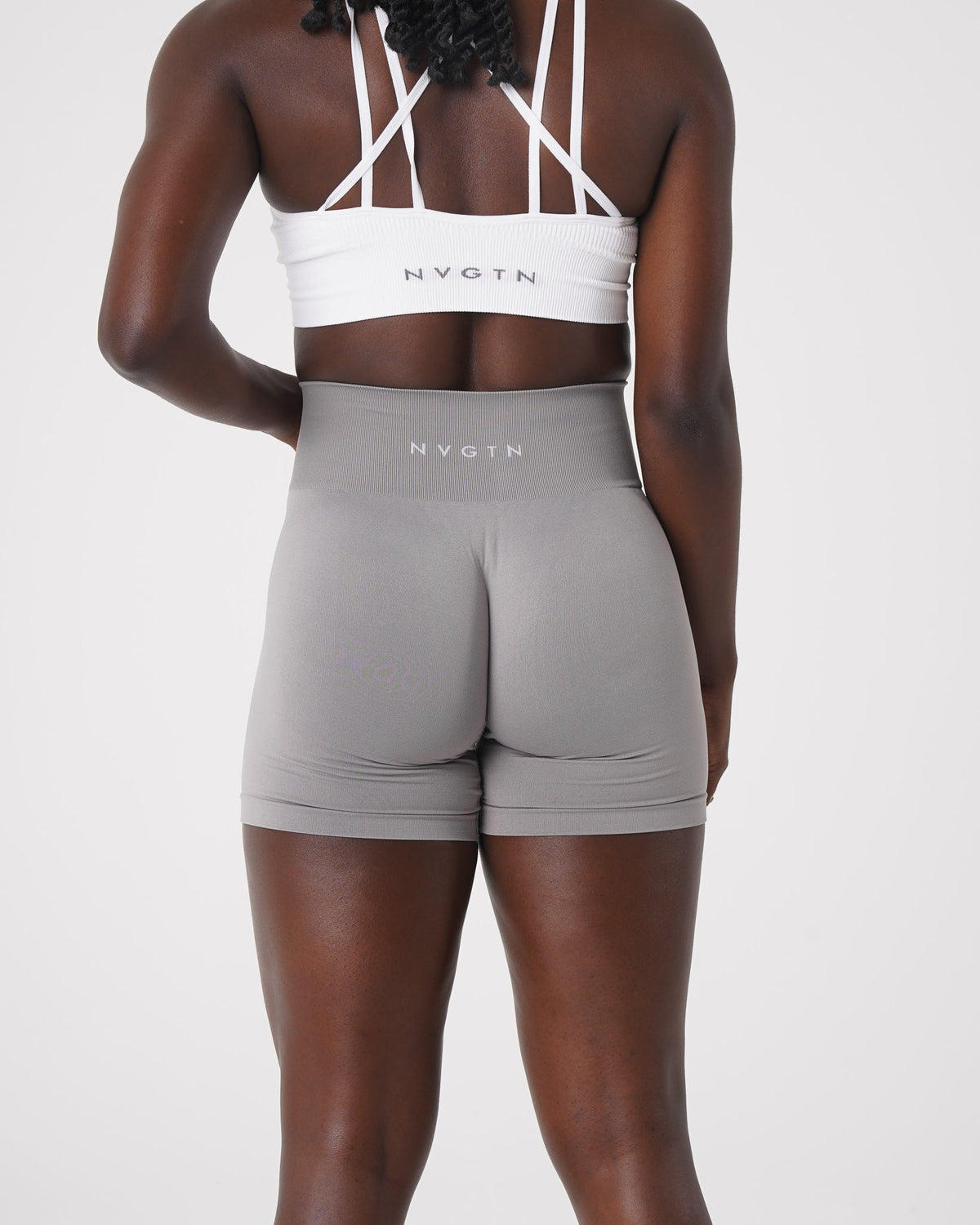 Women Light Grey Solid Seamless Shorts | NVGTN