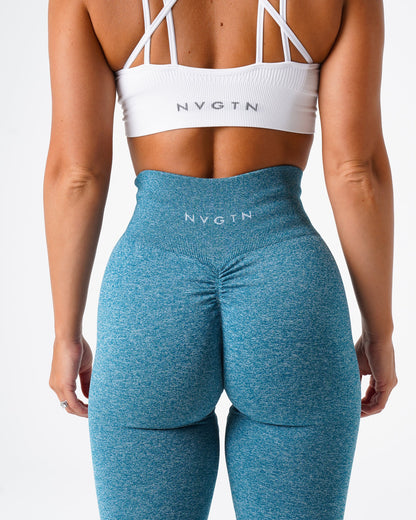 Women Teal Scrunch Seamless Leggings | NVGTN