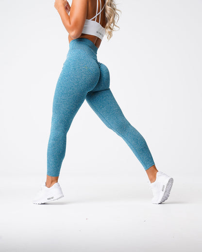 Women Teal Scrunch Seamless Leggings | NVGTN