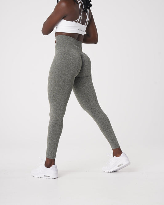 Women Khaki Green Scrunch Seamless Leggings | NVGTN