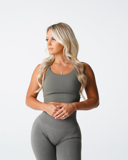Women Khaki Green Poise Bra Top | NVGTN