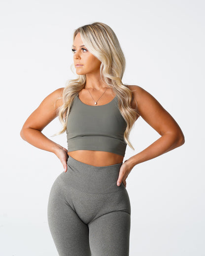 Women Khaki Green Poise Bra Top | NVGTN