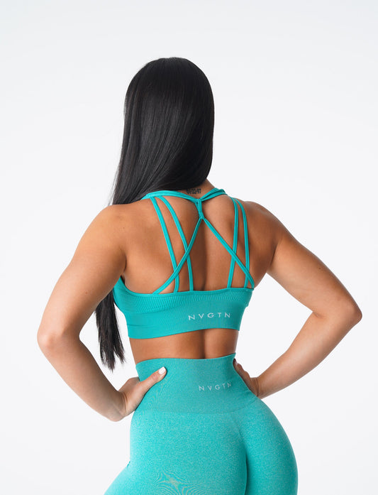 Women Turquoise Galaxy Ribbed Seamless Bra | NVGTN