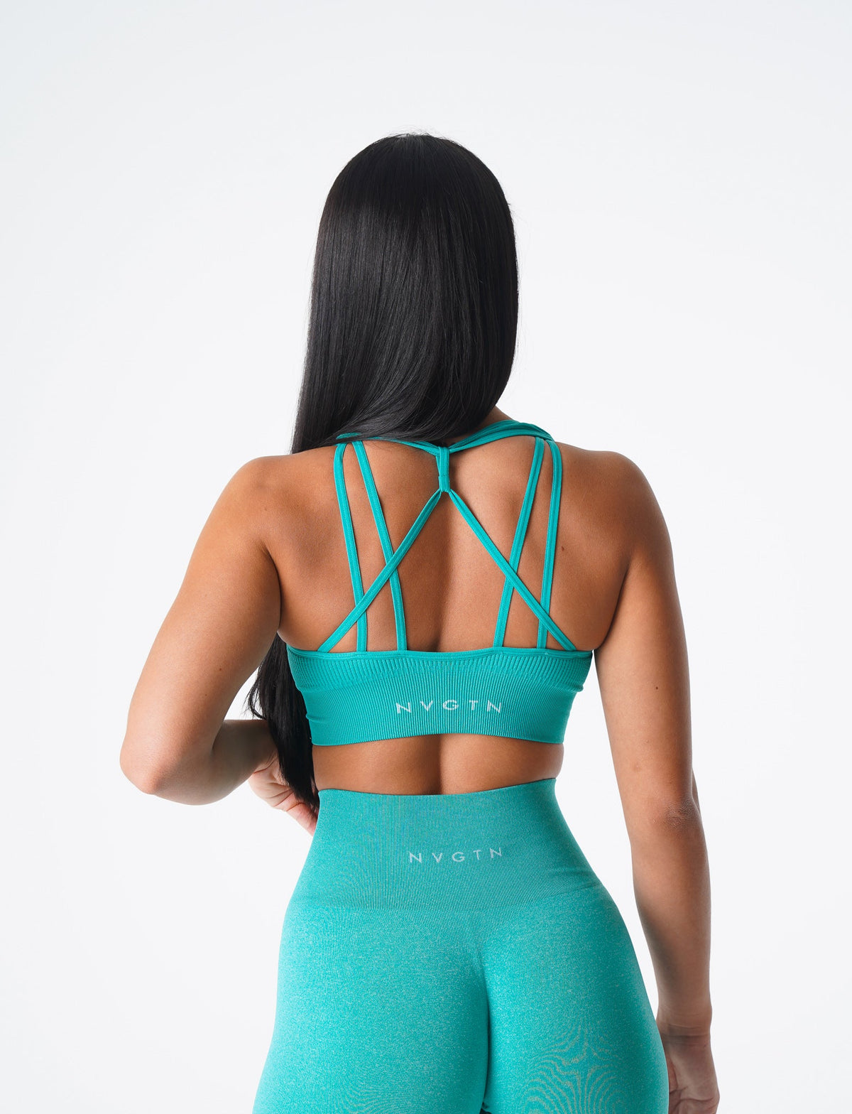 Women Turquoise Galaxy Ribbed Seamless Bra | NVGTN