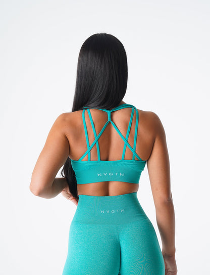 Women Turquoise Galaxy Ribbed Seamless Bra | NVGTN
