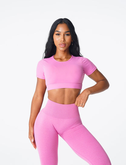 Women Bubble Gum Pink Open Back Tee | NVGTN