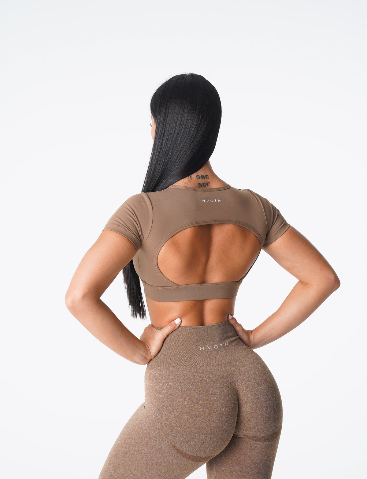 Women Mocha Open Back Tee | NVGTN
