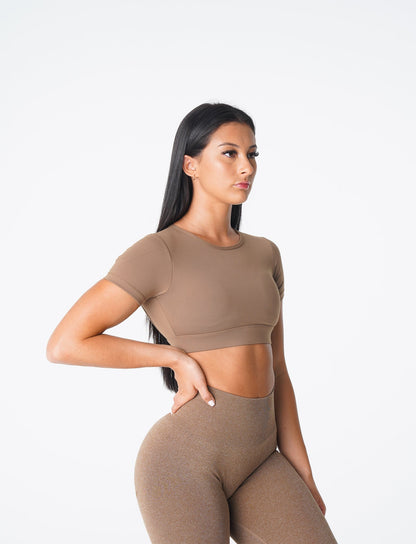 Women Mocha Open Back Tee | NVGTN