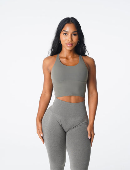 Women Khaki Green Matrix Bra Top | NVGTN