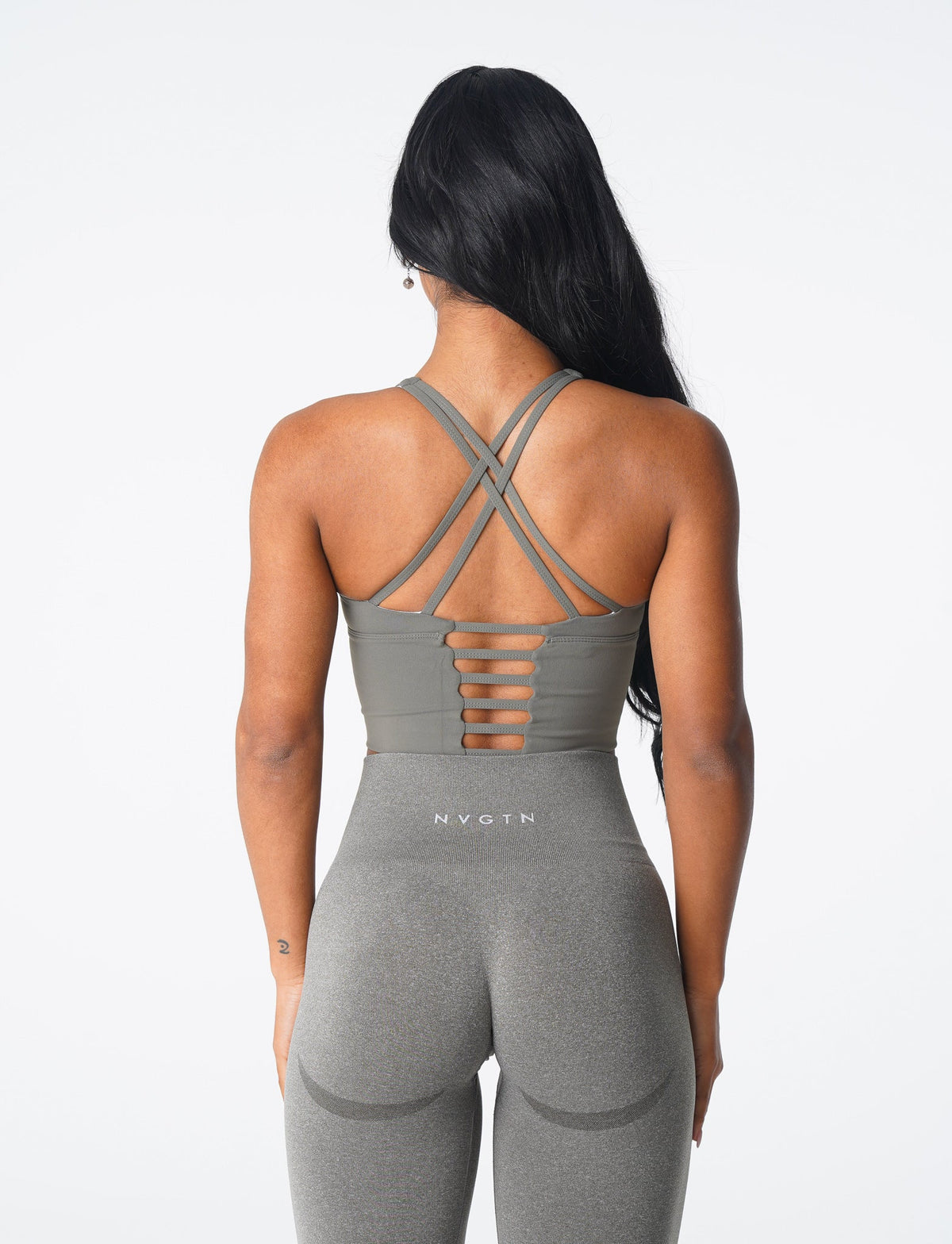 Women Khaki Green Matrix Bra Top | NVGTN