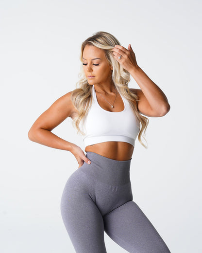Women White Limitless Ribbed Seamless Halter Bra | NVGTN