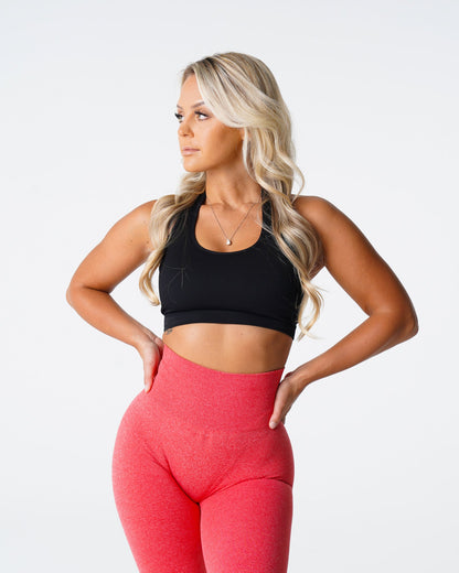 Women Black Limitless Ribbed Seamless Halter Bra | NVGTN
