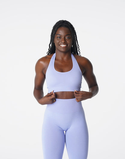 Women Periwinkle Limitless Ribbed Seamless Halter Bra | NVGTN