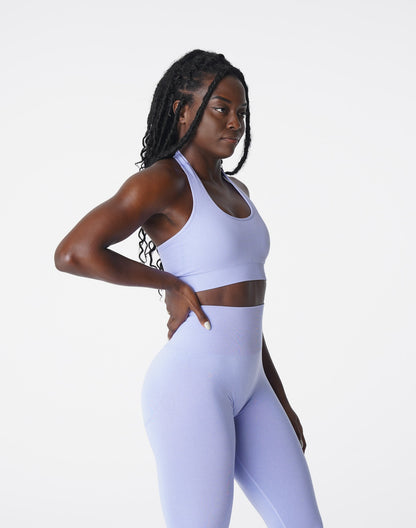 Women Periwinkle Limitless Ribbed Seamless Halter Bra | NVGTN
