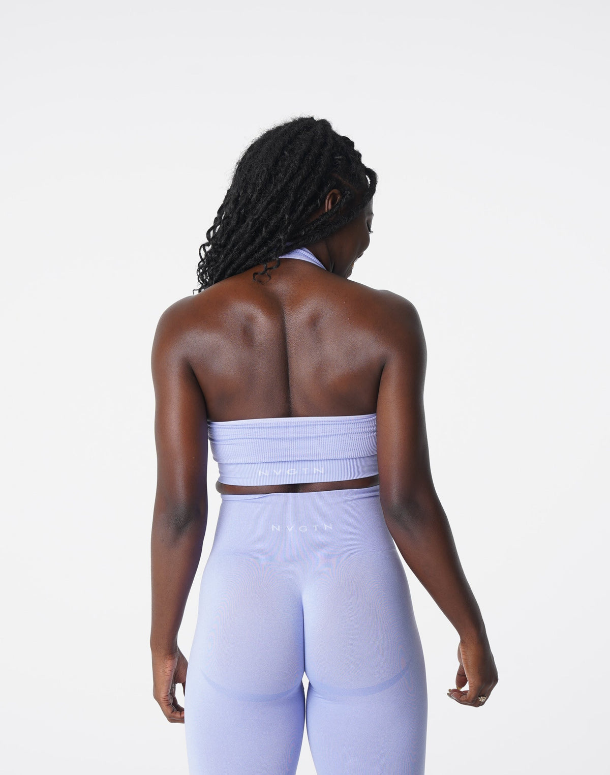 Women Periwinkle Limitless Ribbed Seamless Halter Bra | NVGTN