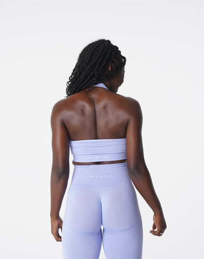 Women Periwinkle Limitless Ribbed Seamless Halter Bra | NVGTN