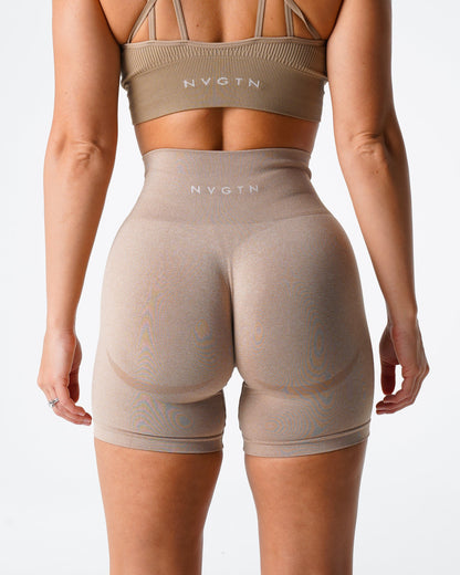 Women Beige Contour Seamless Shorts | NVGTN