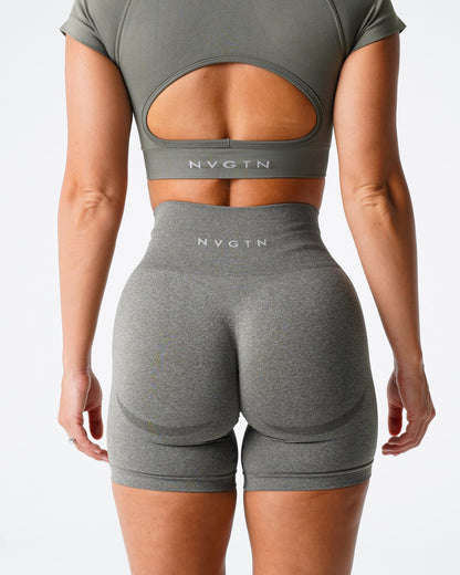 Women Khaki Green Contour Seamless Shorts | NVGTN