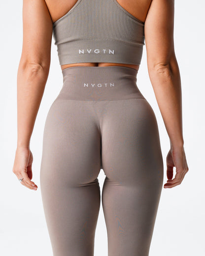 Women Taupe Solid Seamless Leggings | NVGTN