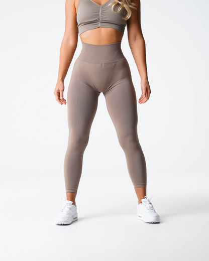 Women Taupe Solid Seamless Leggings | NVGTN