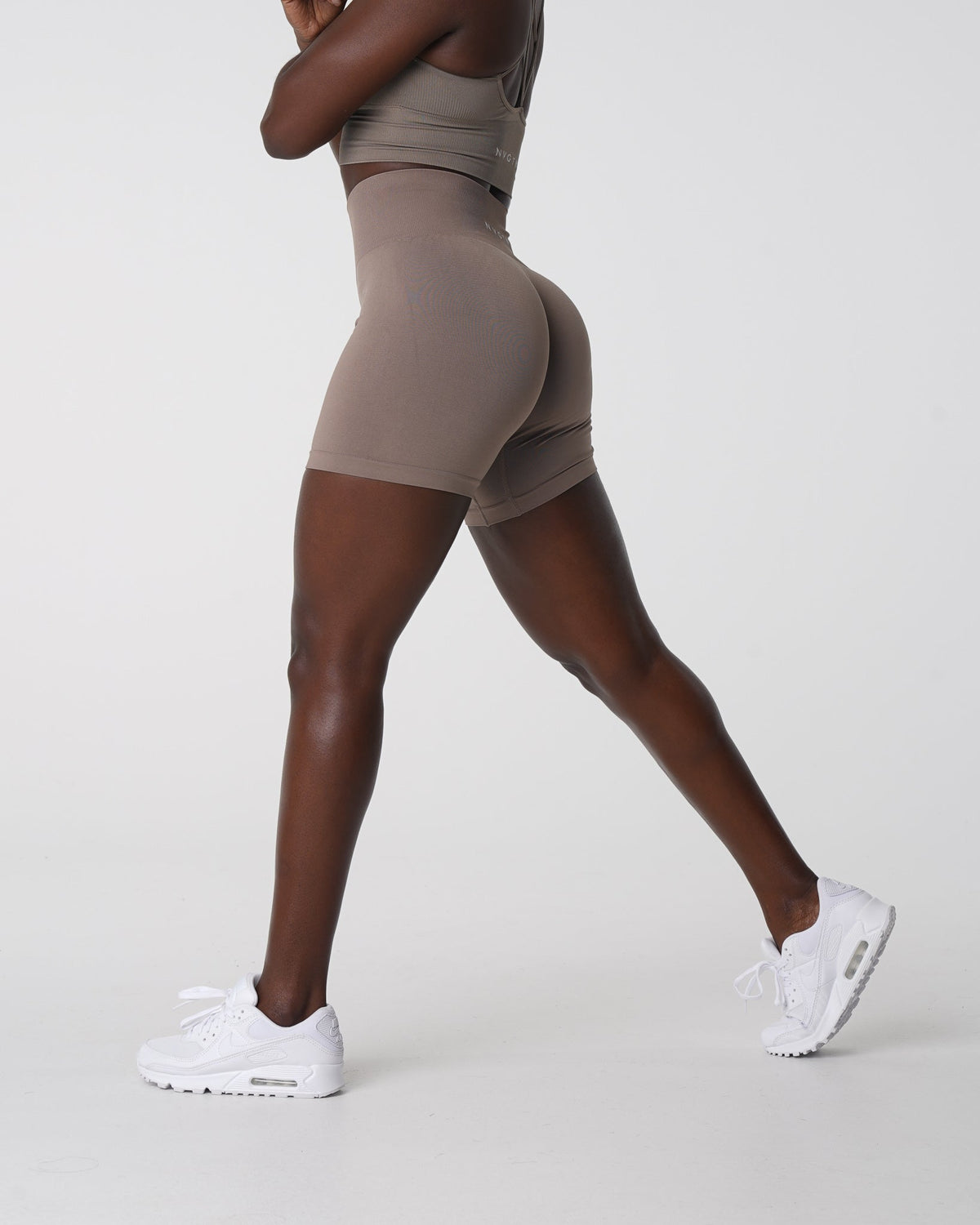 Women Taupe Solid Seamless Shorts | NVGTN