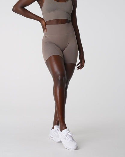 Women Taupe Solid Seamless Shorts | NVGTN
