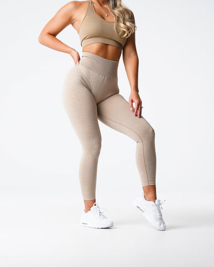 Women Beige Scrunch Seamless Leggings | NVGTN