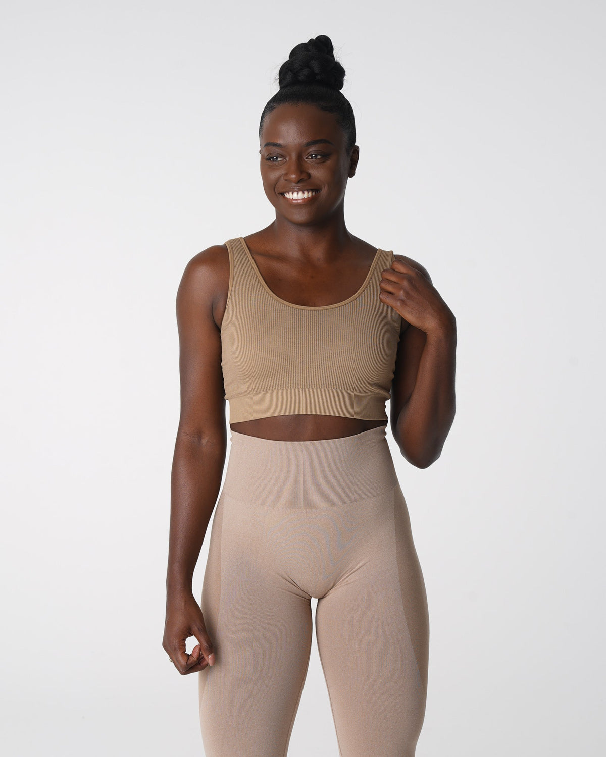 Women Beige Desire Ribbed Seamless Bra | NVGTN
