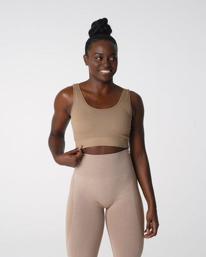 Women Beige Desire Ribbed Seamless Bra | NVGTN