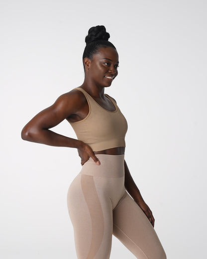 Women Beige Desire Ribbed Seamless Bra | NVGTN