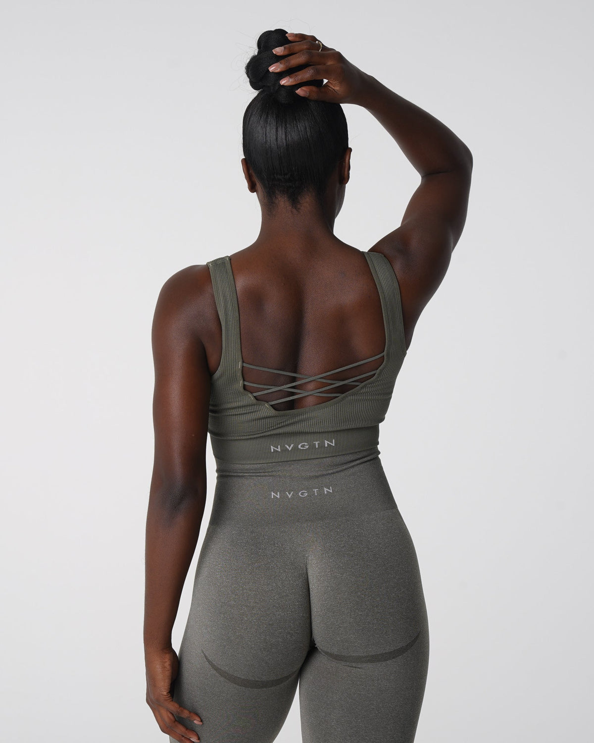 Women Khaki Green Desire Ribbed Seamless Bra | NVGTN