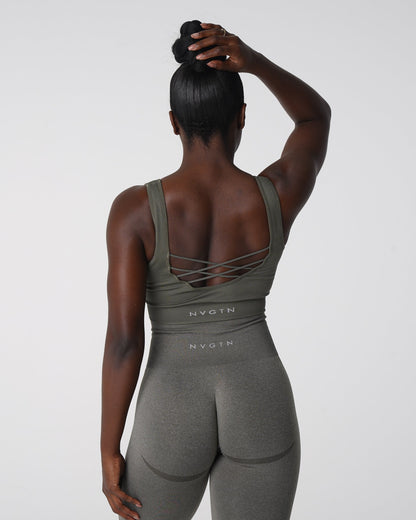 Women Khaki Green Desire Ribbed Seamless Bra | NVGTN