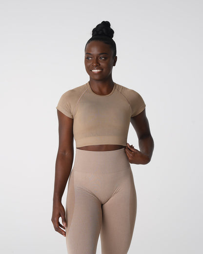 Women Beige Vortex Seamless Bra Top | NVGTN