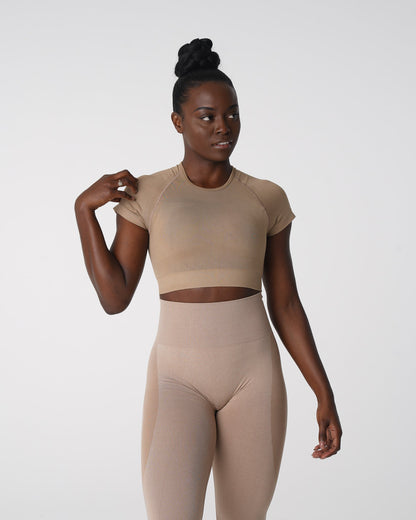 Women Beige Vortex Seamless Bra Top | NVGTN